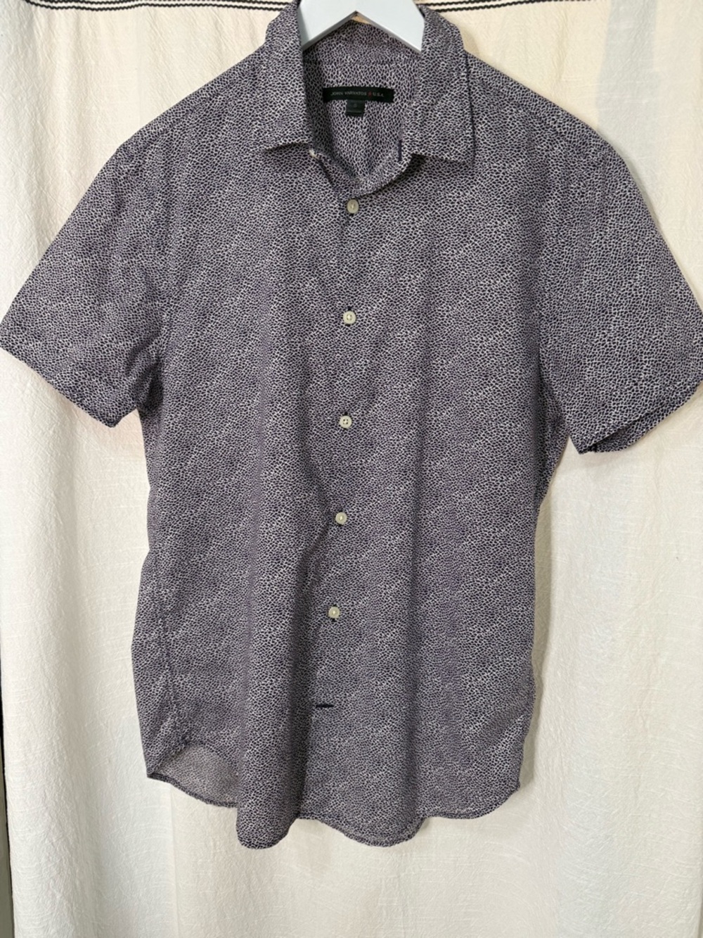 Men's John Varvatos Short-Sleeve Deep Purple Printed Shirt size S